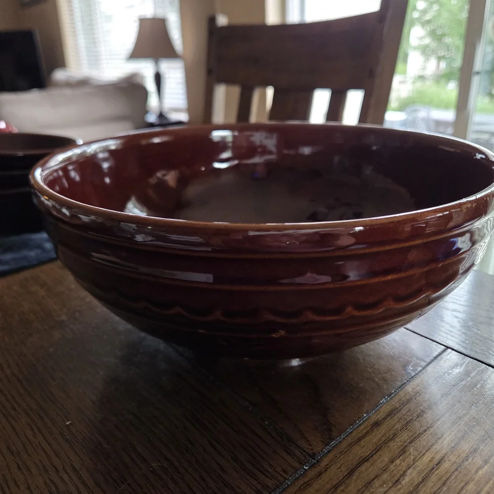 Vintage Marcrest Daisy Dot Large Stoneware Bowl Mid Century